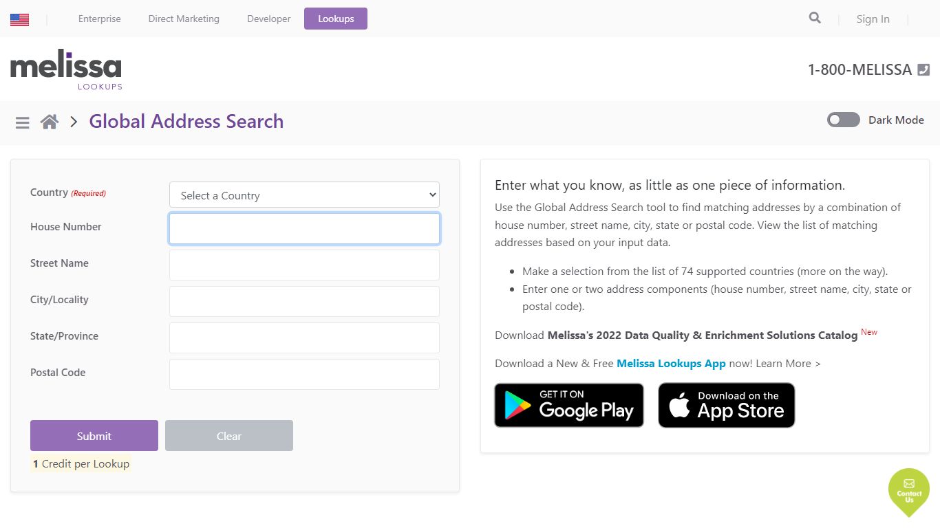 Global Address Search Tool | Melissa Lookups